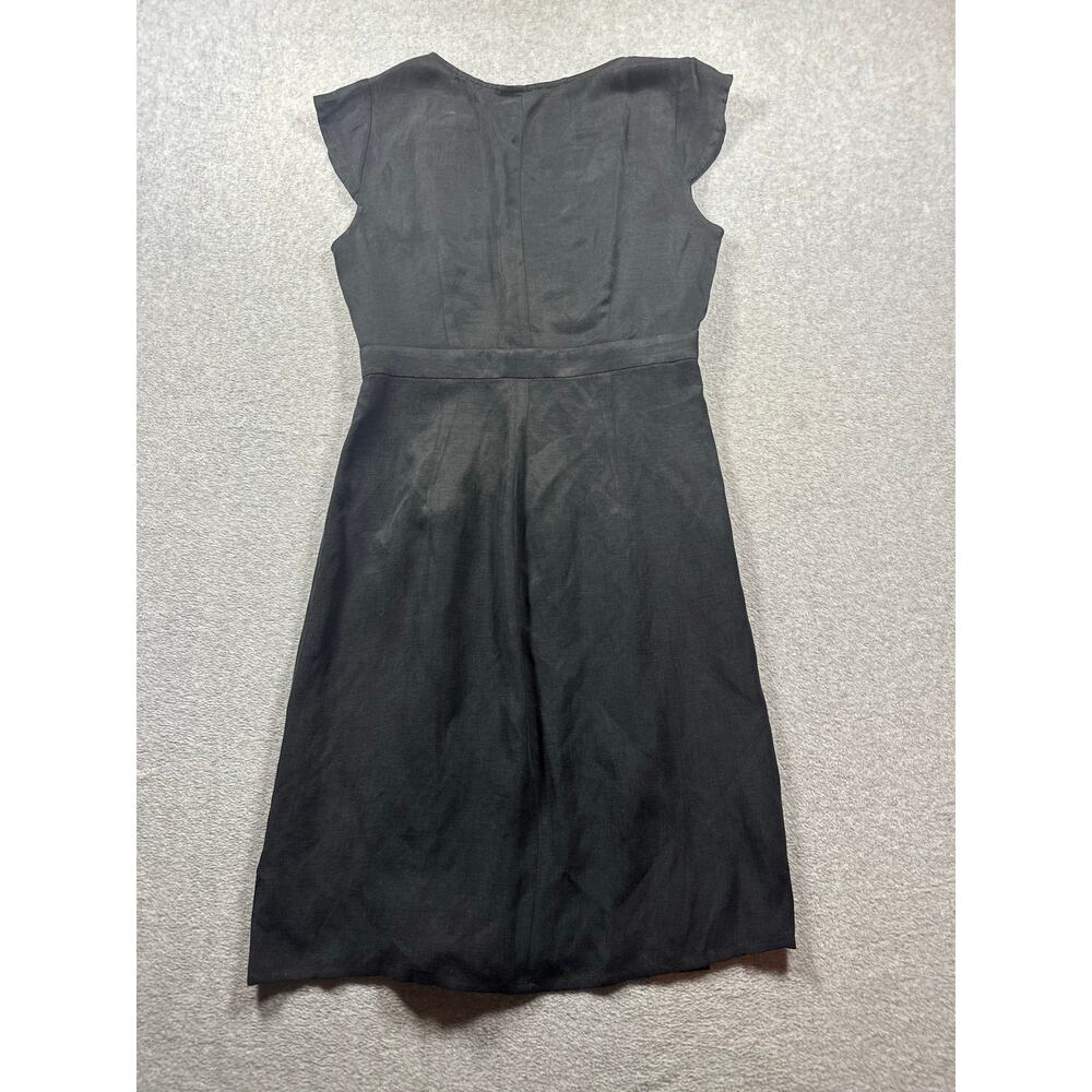 J.Crew Midi Dress Women's Size 6 Black Casual Comfort Sheath Cap Sleeve V-Neck - Picture 2 of 7
